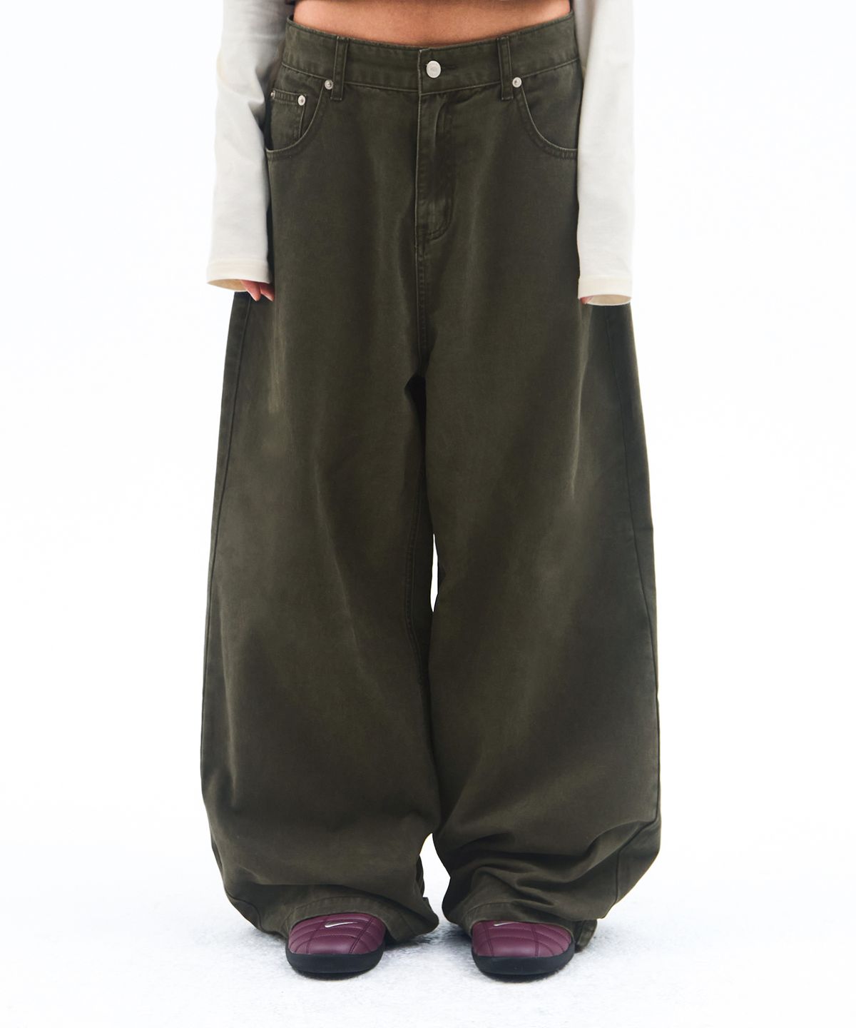 아메스 월드와이드(AMES-WORLDWIDE) OVERFIT COTTON PANTS KHAKI