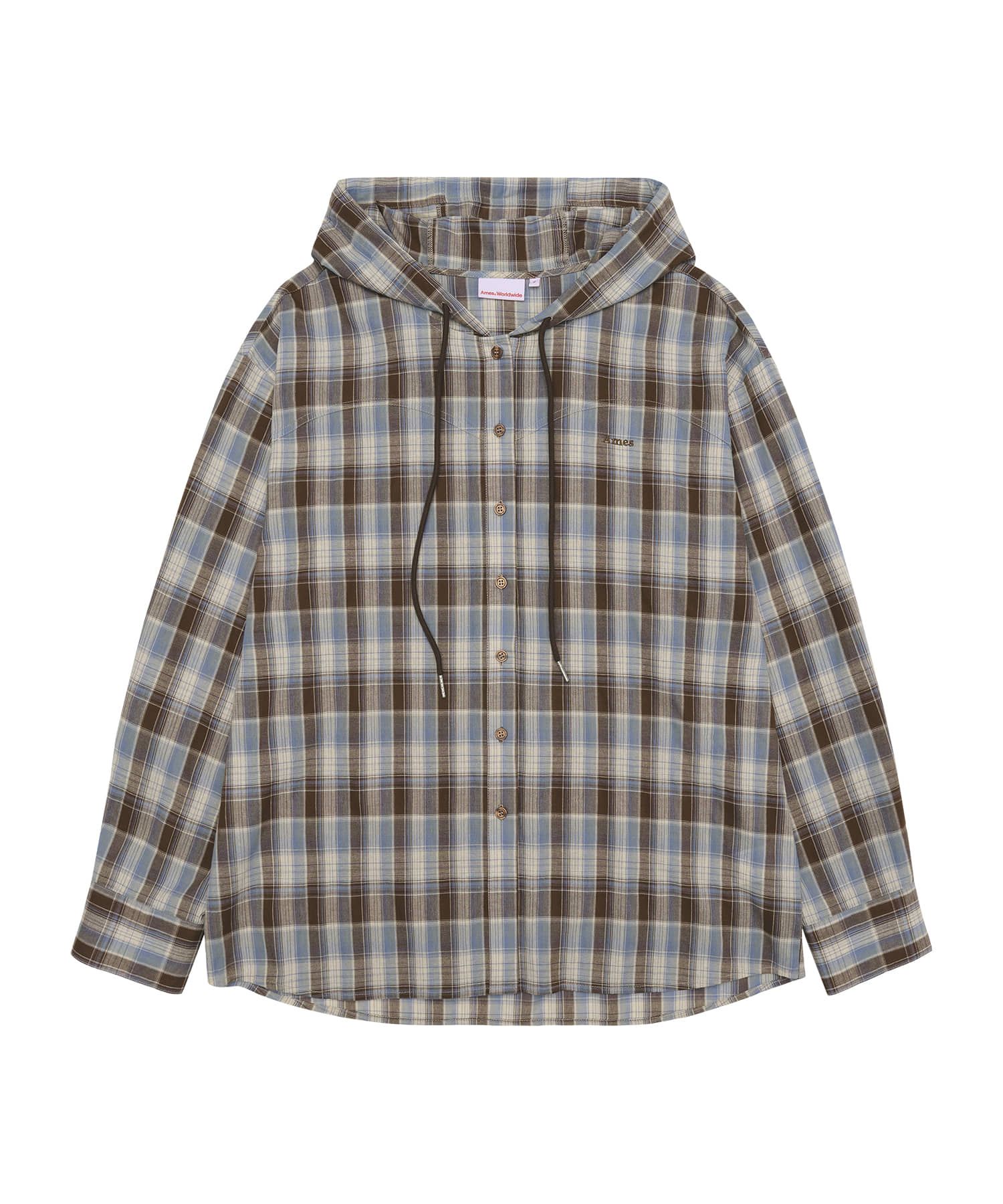 MUSINSA AMES-WORLDWIDE CHECK HOODIE SHIRTS BLUE