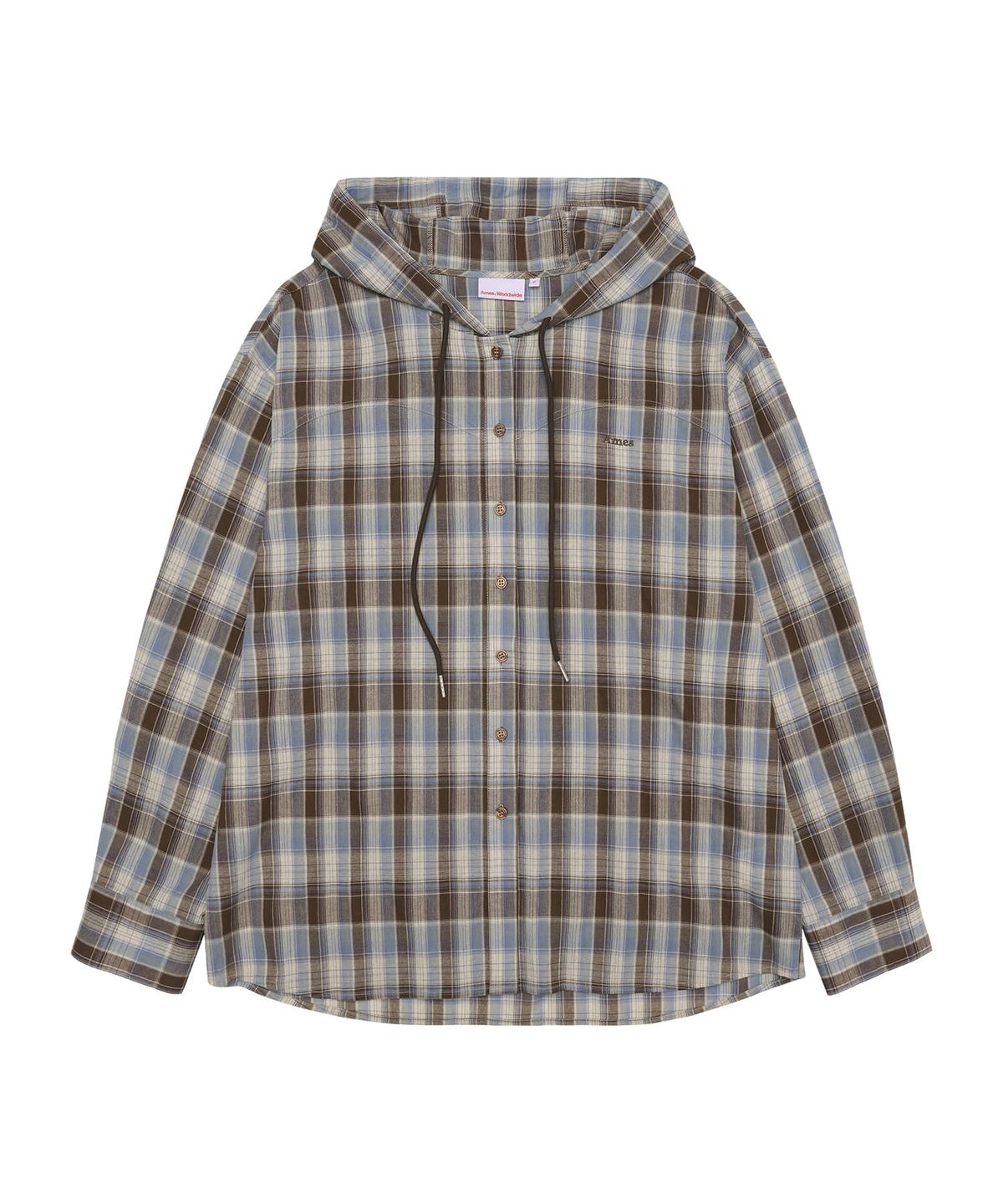 아메스 월드와이드(AMES-WORLDWIDE) CHECK HOODIE SHIRTS BLUE