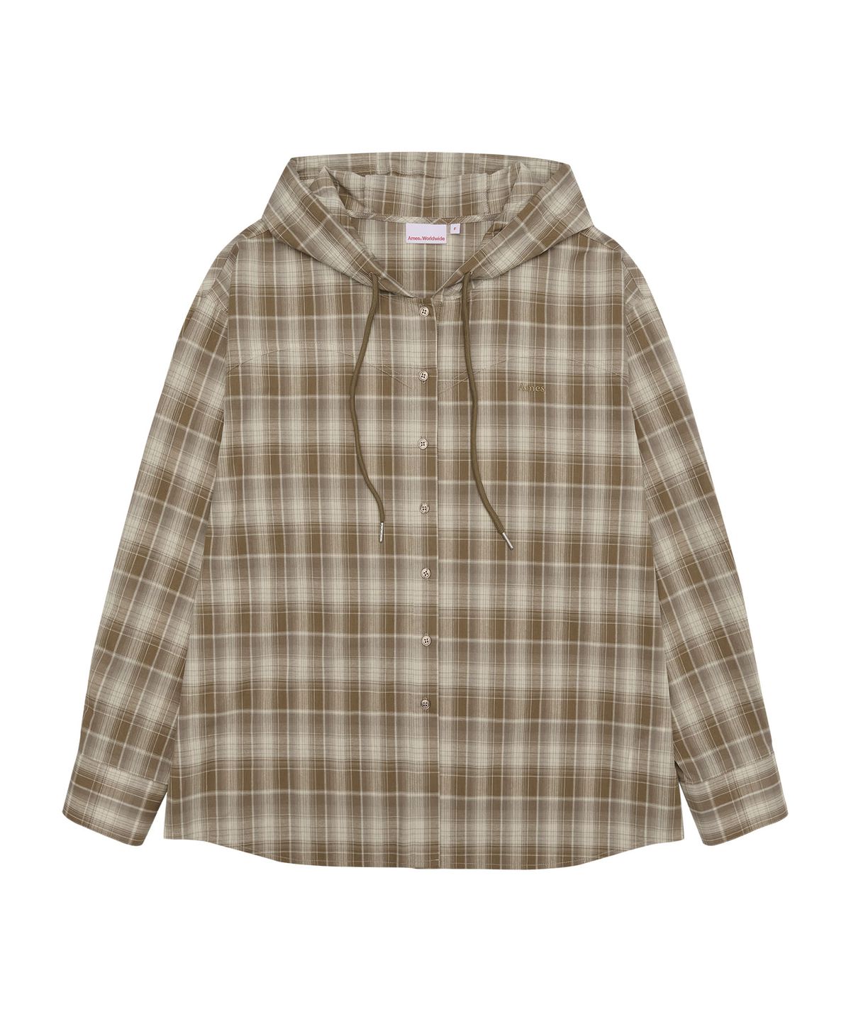 아메스 월드와이드(AMES-WORLDWIDE) CHECK HOODIE SHIRTS BROWN