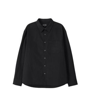 Diagonal Muted Garment-Washed Shirt - BLACK