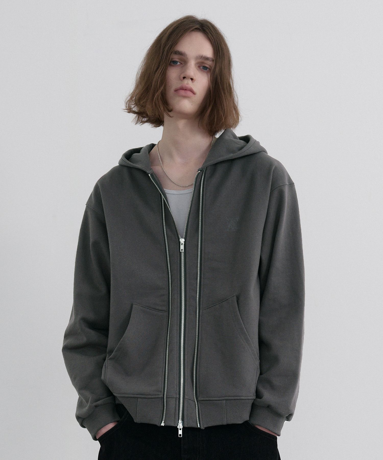 ジャケット WOOALONG Signature hood zipup CHARCOAL MUSINSA | WOOALONG Layered 2-way Zip Hood Zip-up - CHARCOAL