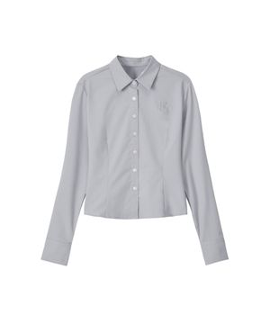 Sleek Span Slim Line Crop Shirt - GREY