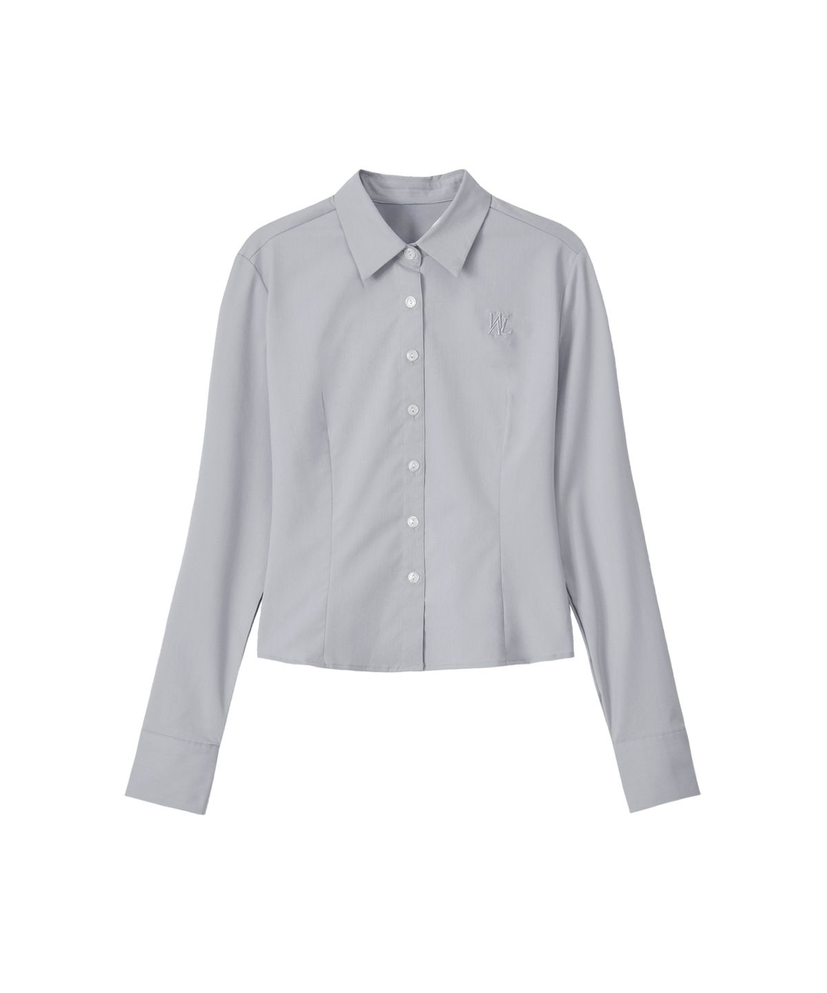 우알롱(WOOALONG) Sleek Span Slim Line Crop Shirt - GREY