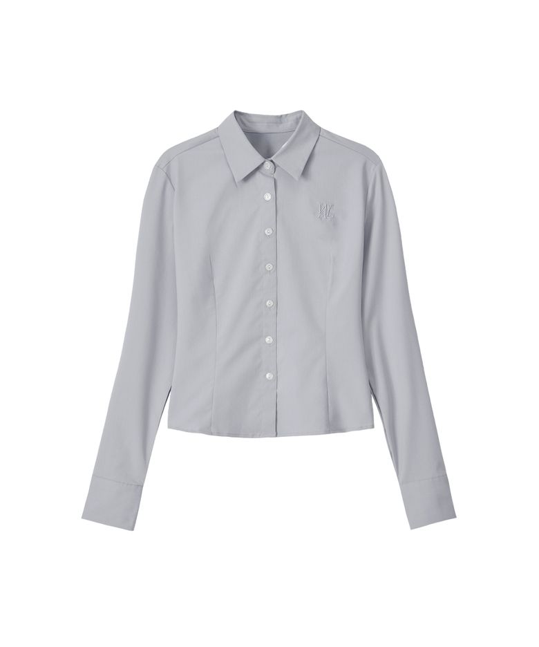 Sleek Span Slim Line Crop Shirt - GREY