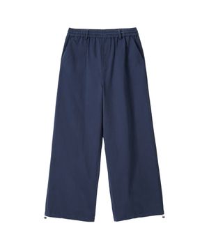 Essential Twill String Banding Wide Pants- NAVY