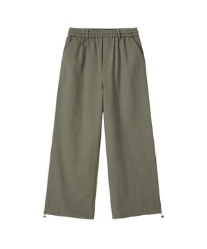 Essential Twill String Banding Wide Pants - KHAKI
