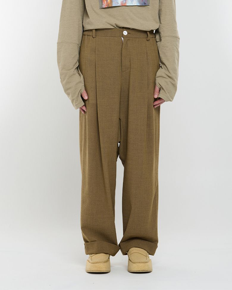 Wide Baggie Trousers (mud-wool)