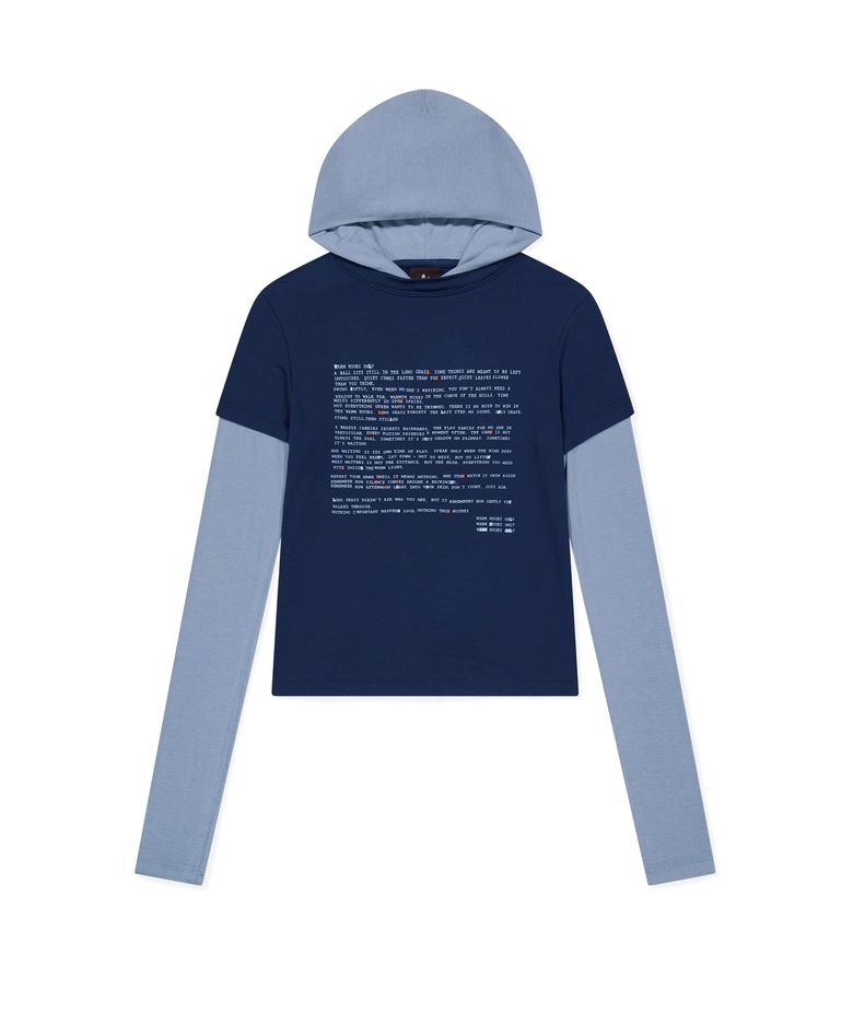 W Prose Layered Hooded Tee Blue
