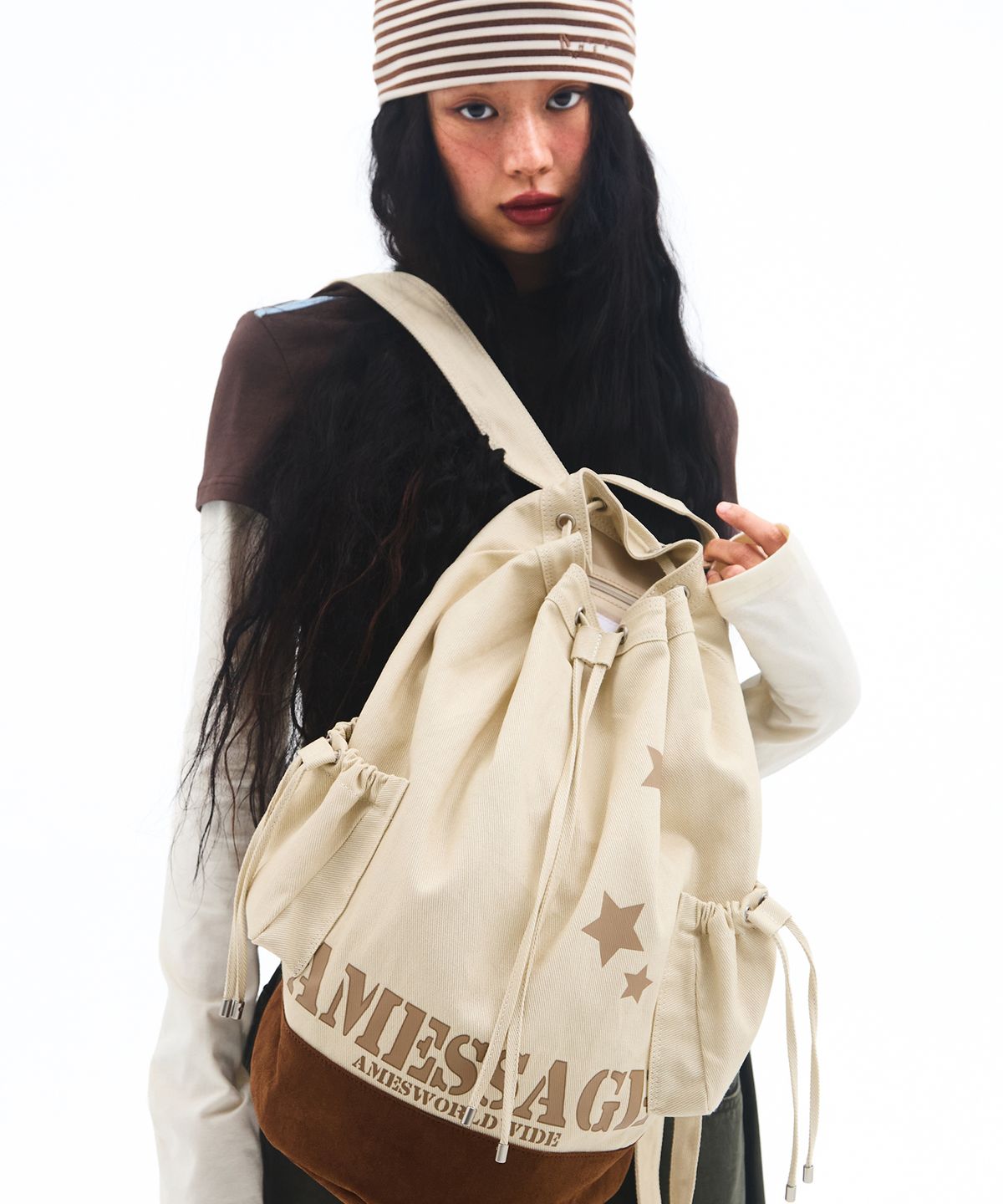 아메스 월드와이드(AMES-WORLDWIDE) COTTON CASUAL BACKPACK BEIGE