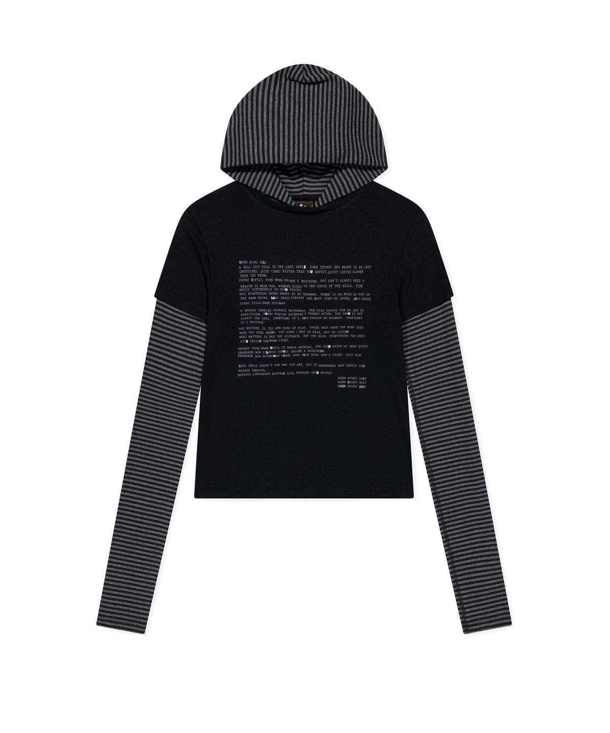 썬러브투어(SUNLOVETOUR) W Prose Layered Hooded Tee Black