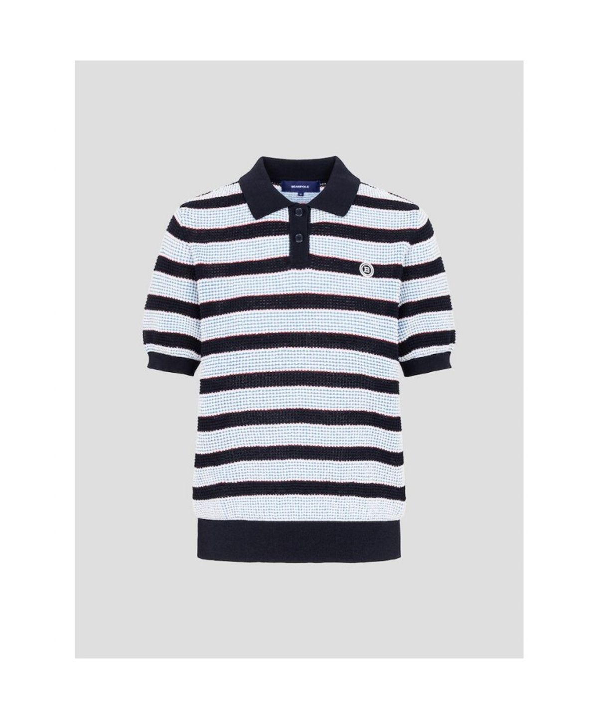 빈폴골프(BEANPOLE GOLF) 여성 투톤조직 반소매 풀오버 - 네이비