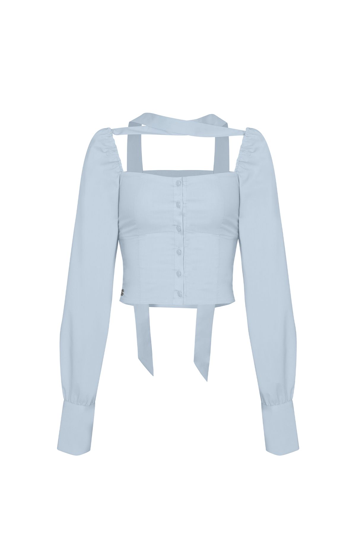 페인오어플레져(PAINORPLEASURE) BIANCA SQUARE NECK BLOUSE blue