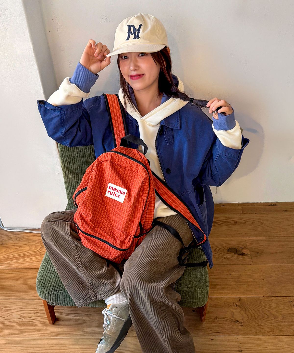 마스마룰즈(MASMARULEZ) Daily backpack_Check Orange