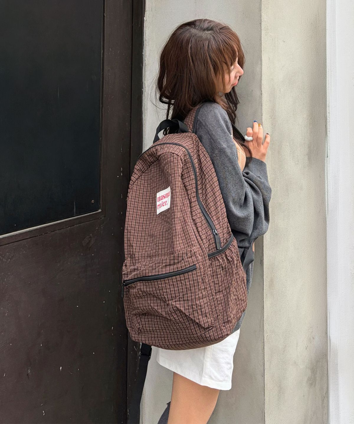 마스마룰즈(MASMARULEZ) Daily backpack_Check Brown