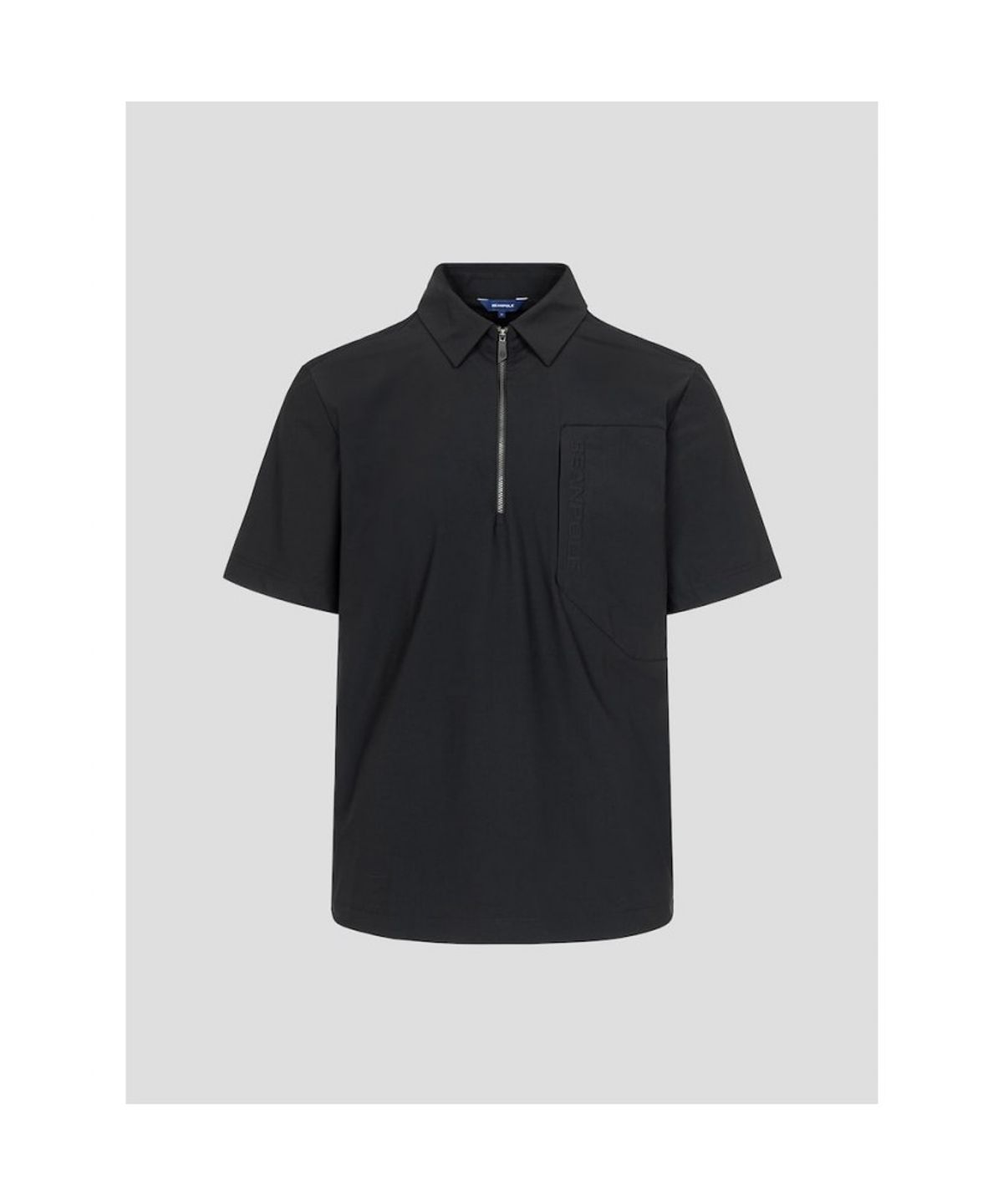 빈폴골프(BEANPOLE GOLF) 남성 우븐 포켓 반집업 티셔츠 - 블랙