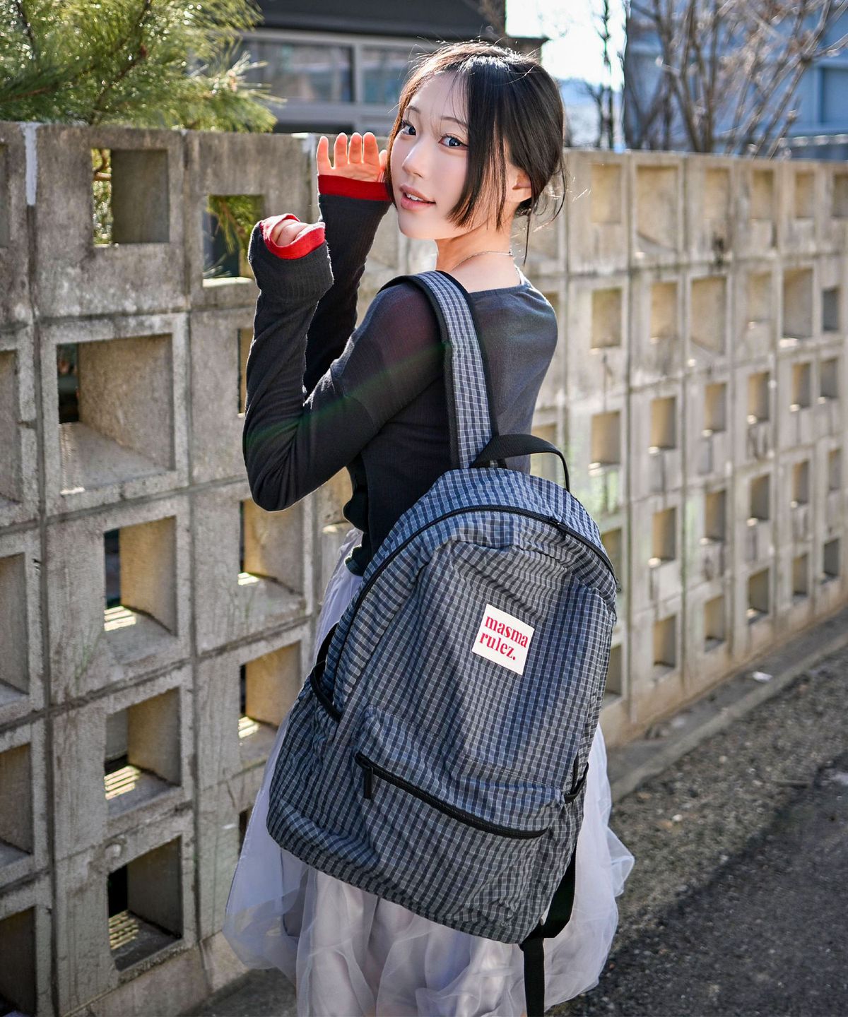 마스마룰즈(MASMARULEZ) Daily backpack_Check Dark gray