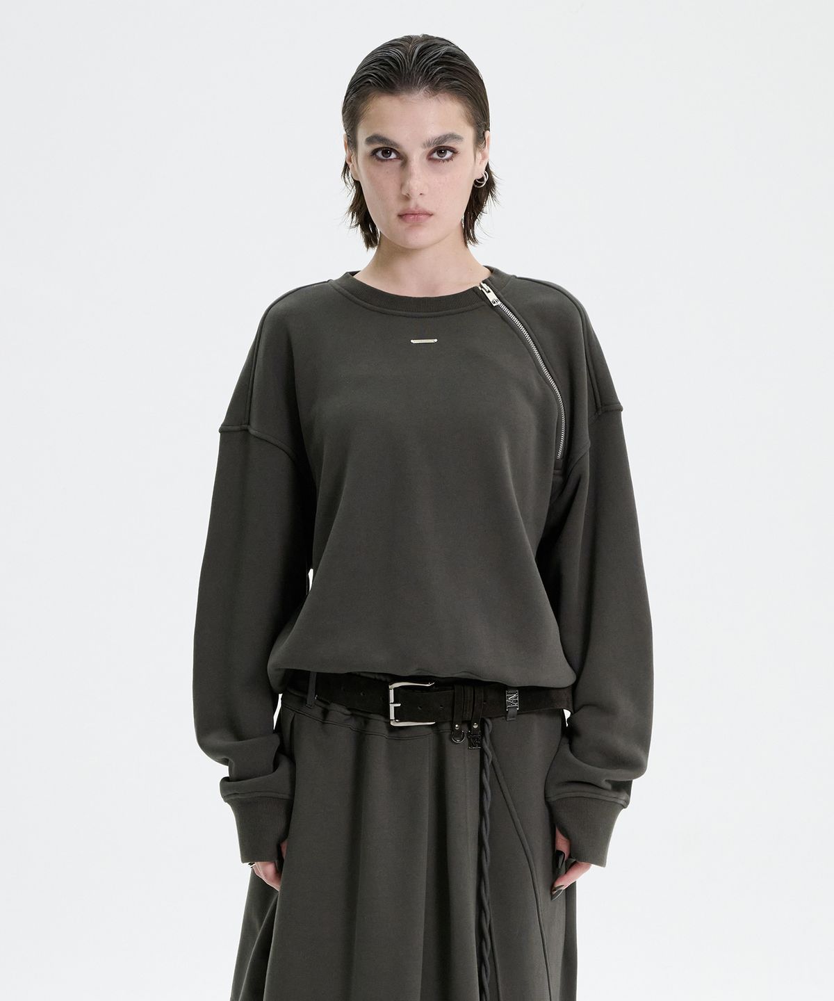 트리밍버드(TREEMINGBIRD) Zipper Sweat Shirt [ Charcoal ]