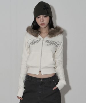 crop hair zip up (ivory)