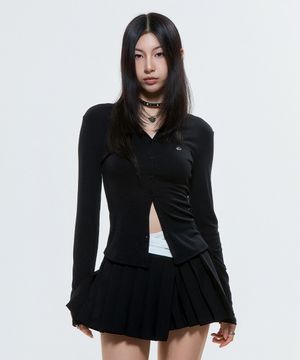 (DUC) Round-Neck Cardigan Black