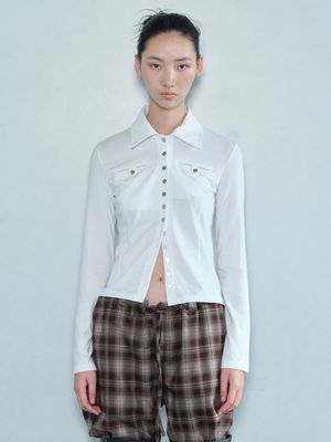 BUTTON POCKET TOP / WHITE