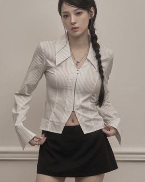 Stripe Zip-up Shirts (white)