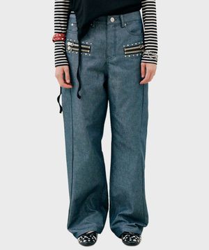 P13.00 Zip stud point pants _ Mint blue