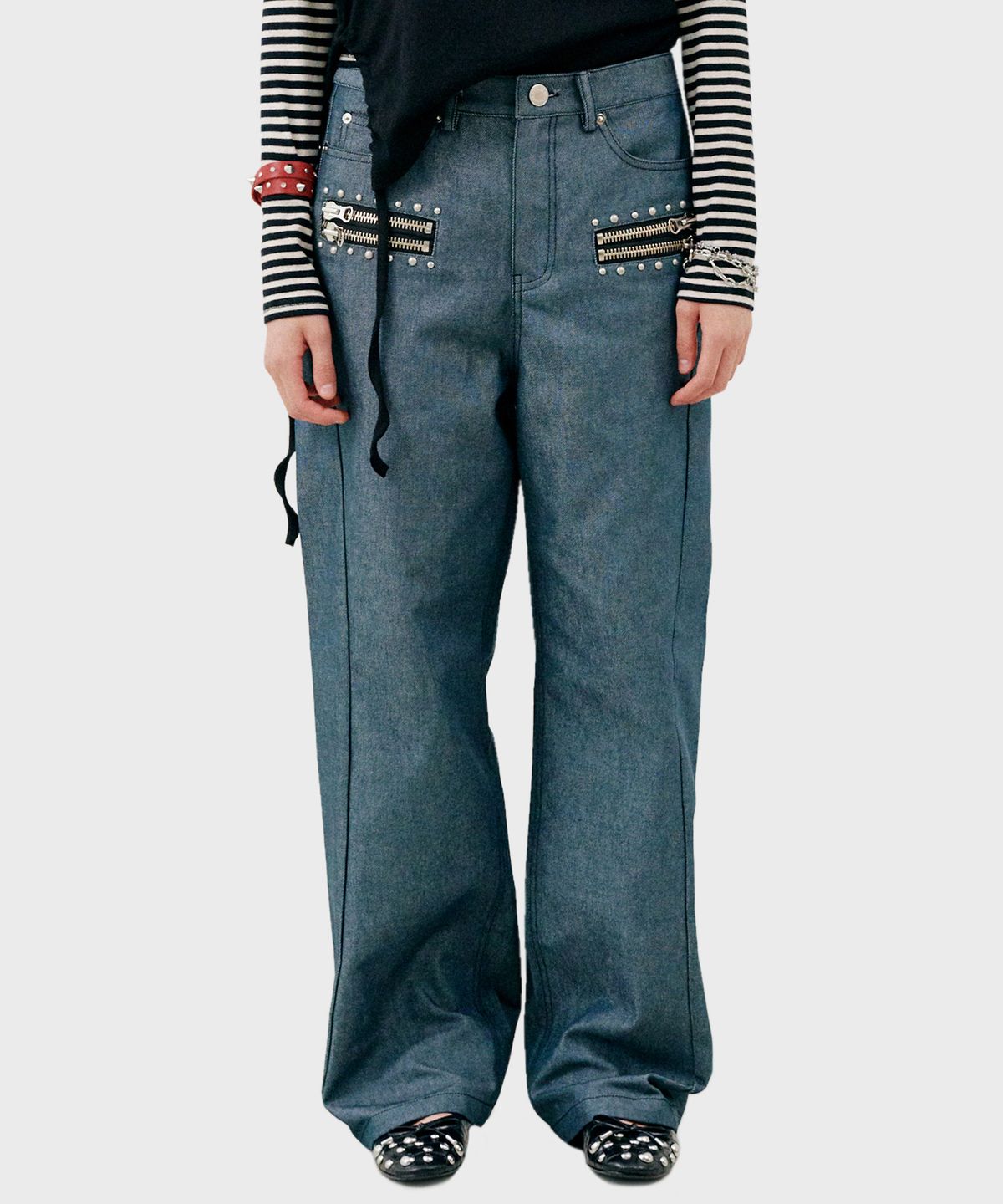 닐링(NILLRING) P13.00 Zip stud point pants _ Mint blue