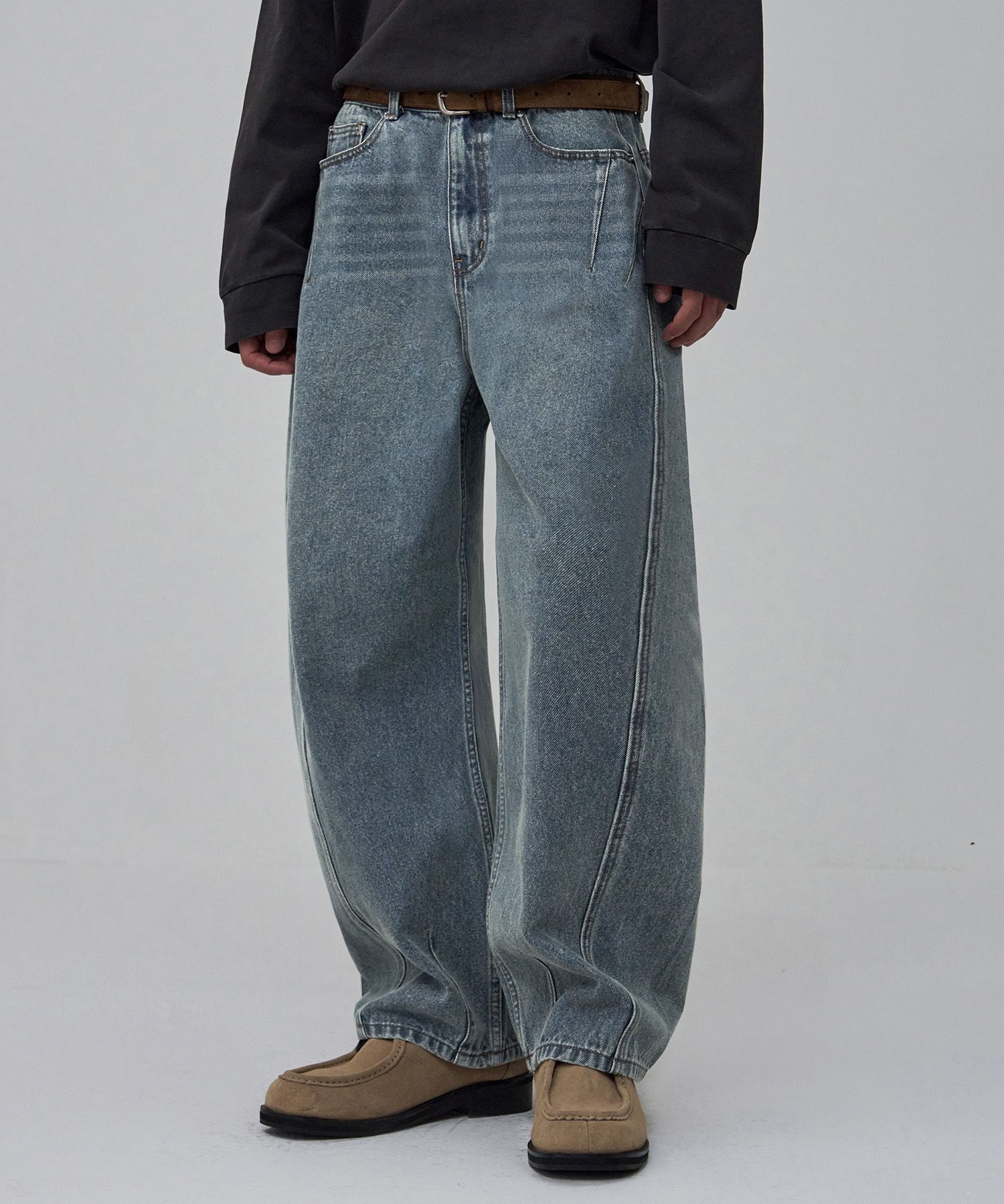 ★MUSINSA STANDARD★ Destroyed Knee Wide Denim Pants Gray MM MUSINSA | MUSINSA STANDARD Destroyed Knee Wide Denim Pants
