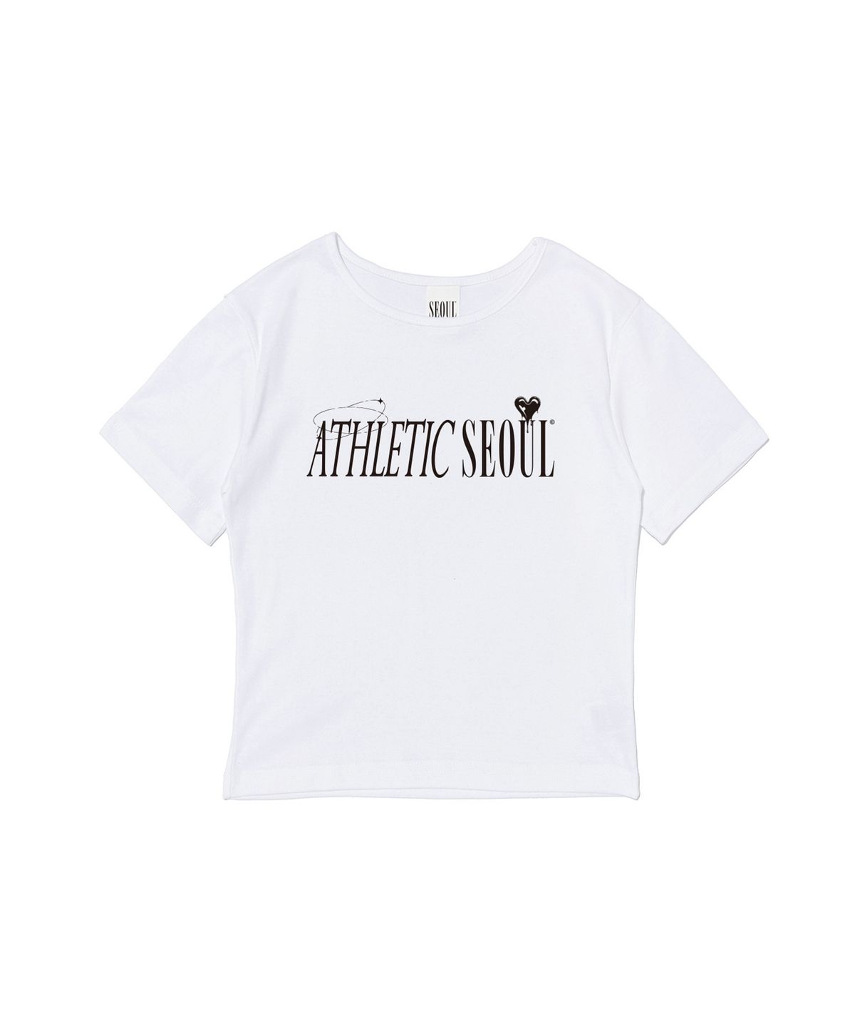 서울어패럴(SEOUL APPAREL) 에스레틱 레터링 크롭 반팔 티셔츠 (화이트)