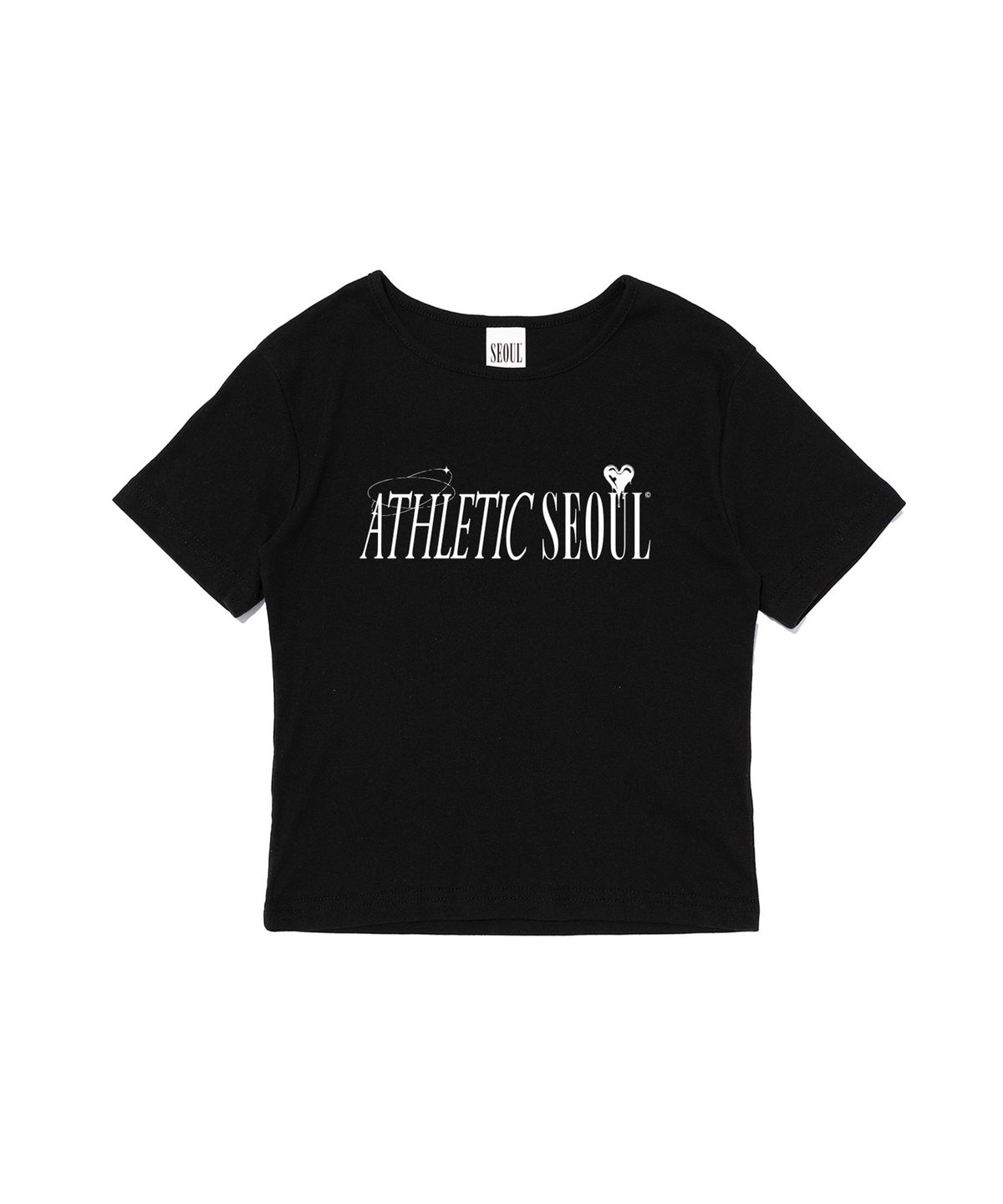 서울어패럴(SEOUL APPAREL) 에스레틱 레터링 크롭 반팔 티셔츠 (블랙)