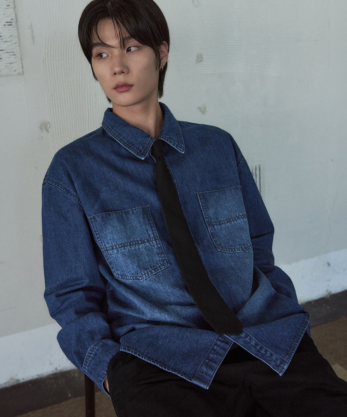 아워데이즈(OURDAYZ) 카디프 투포켓 워싱 데님 긴팔 셔츠 [BLUE]