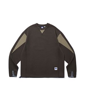 컬러 블록 스트링 롱 슬리브 브라운