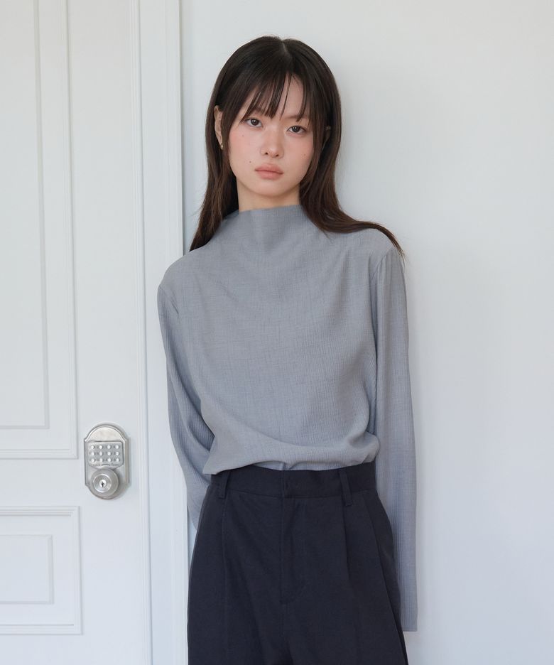 PLEATED LONG SHIRT_GRAY