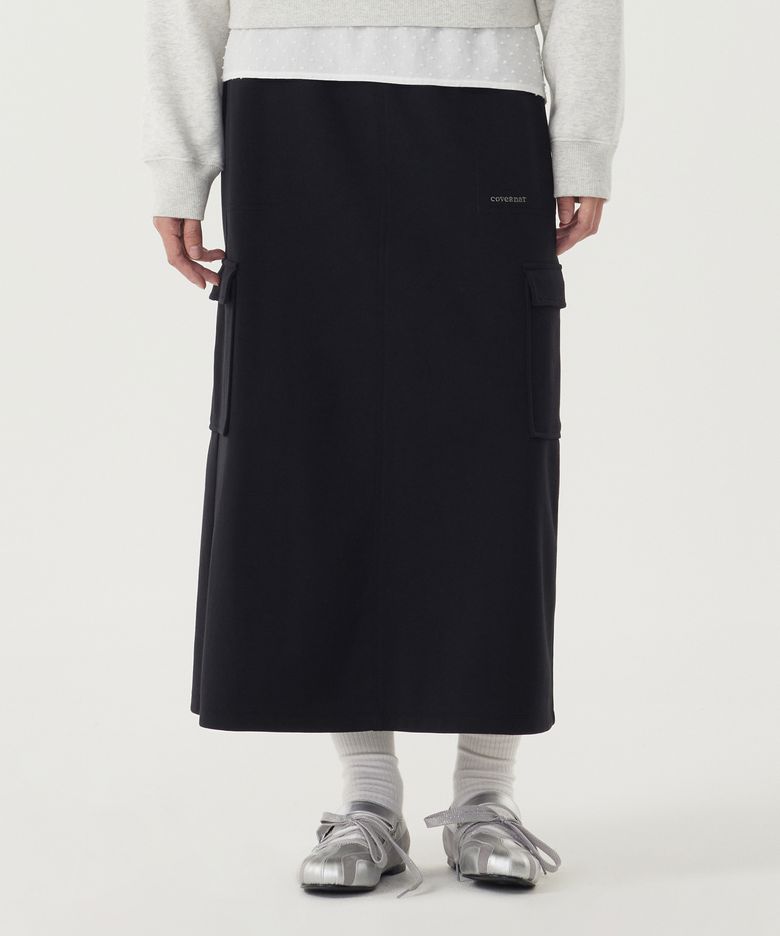 우먼 스웻 카고 스커트 Black