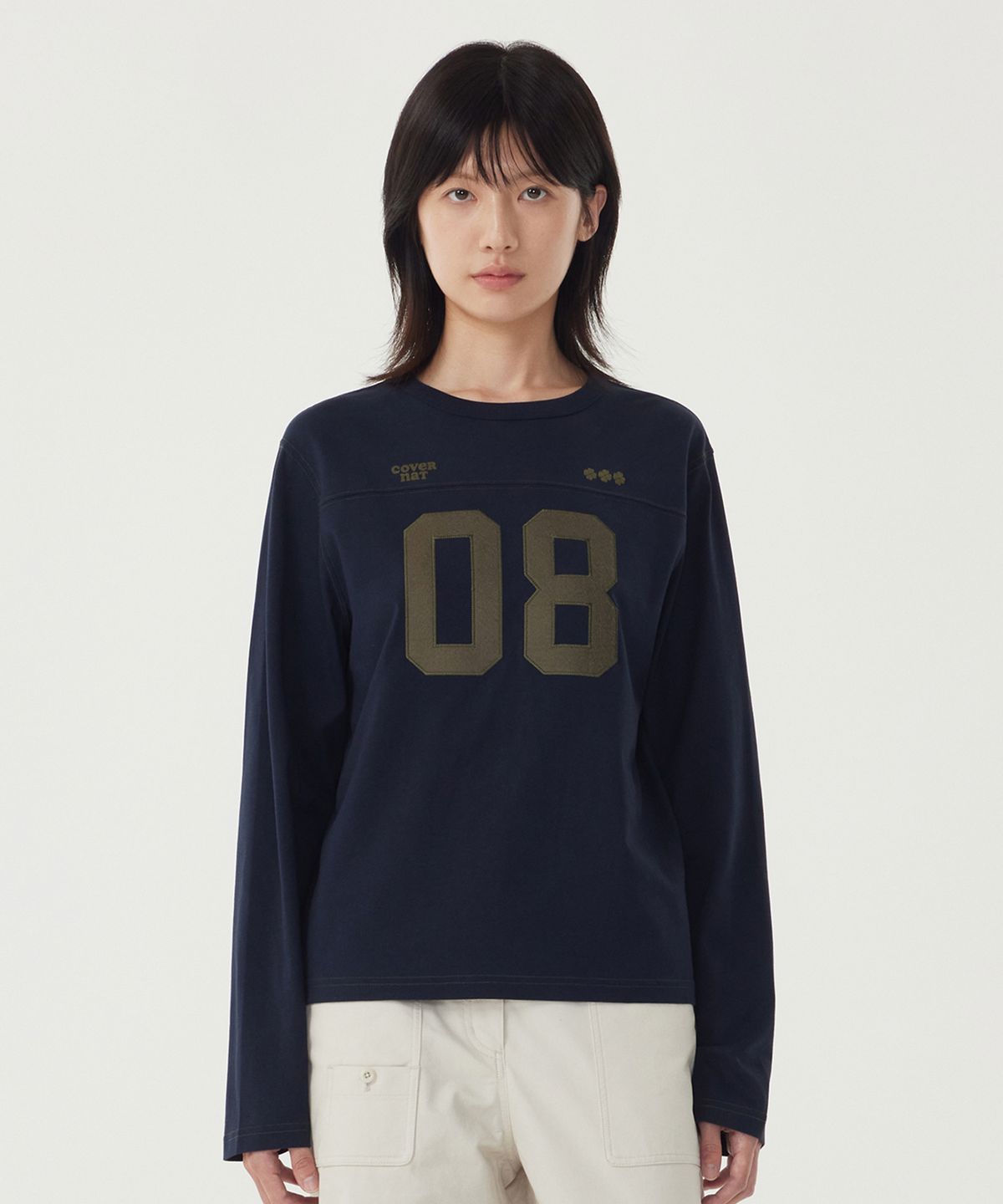 커버낫 우먼(COVERNAT WOMAN) 우먼 넘버 로고 롱슬리브 Dark Navy