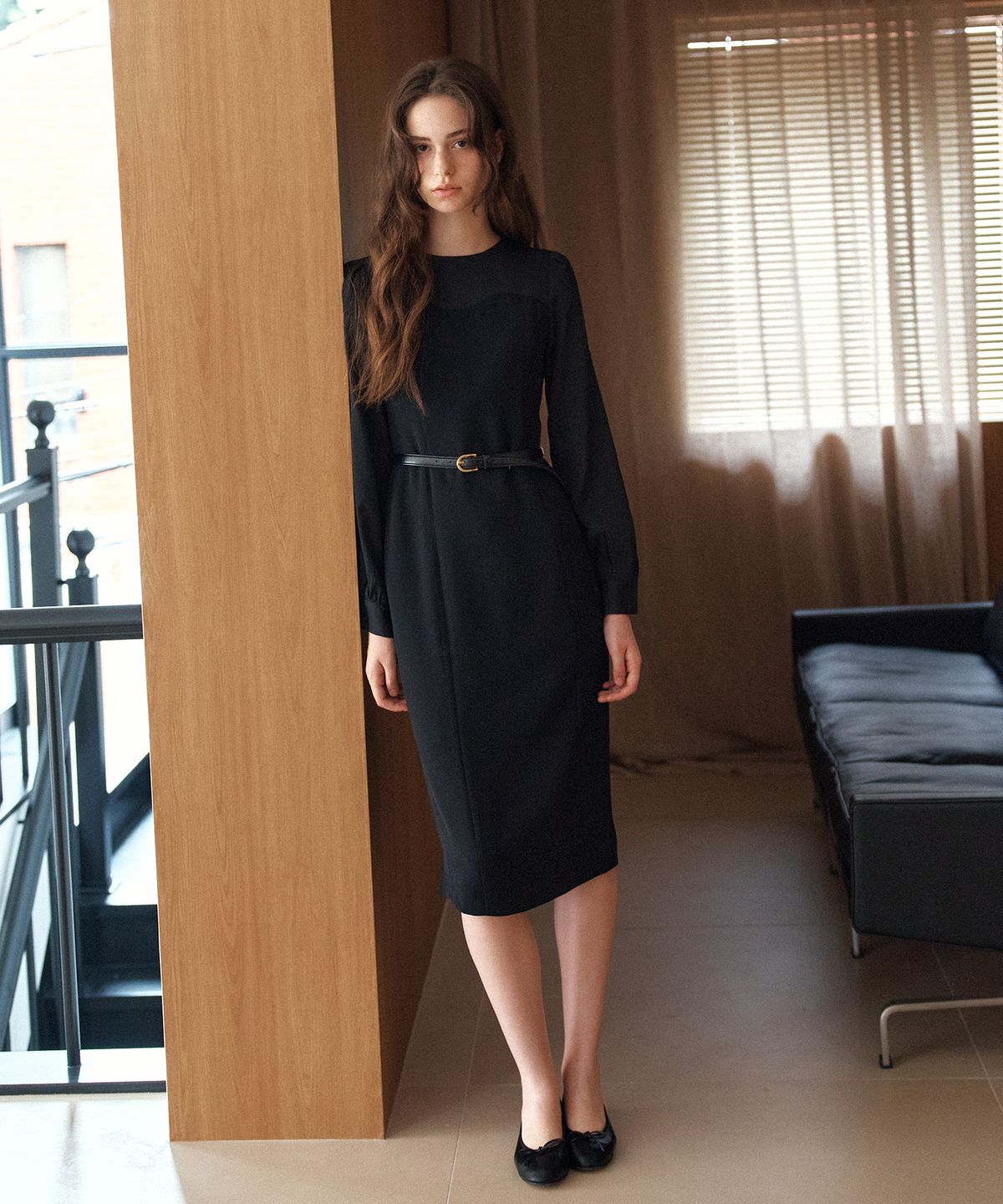 엽페(YUPPE) TWO TONE ONEPIECE_BLACK