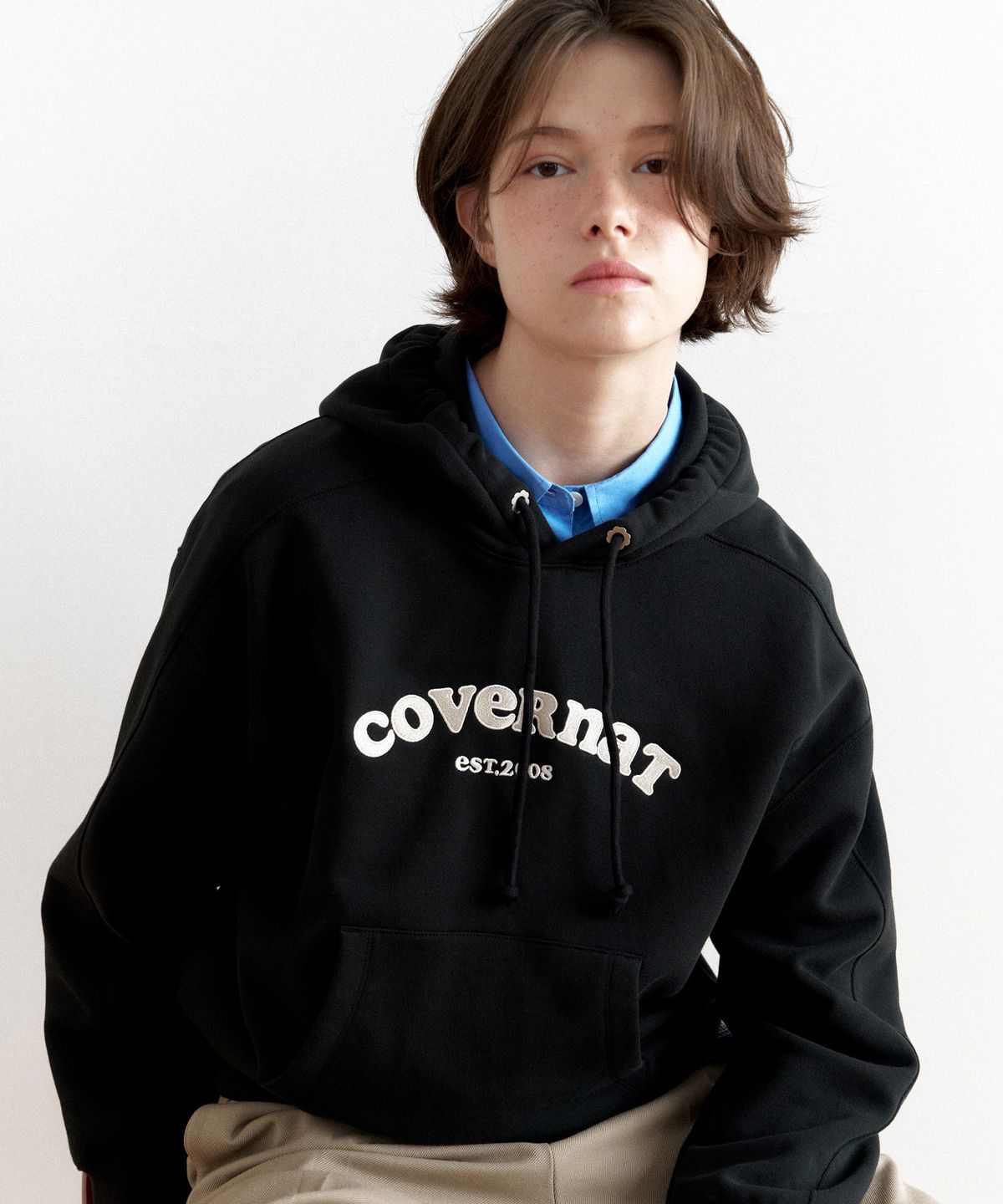 커버낫 우먼(COVERNAT WOMAN) 우먼 쿠퍼로고 후디 Black