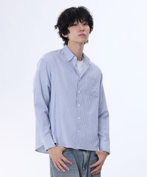 버티컬 스트라이프 크롭 셔츠 GLS-715_블루