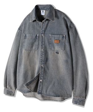 빈티지 워싱 더블포켓 데님 셔츠 GLS-716_더스트인디고