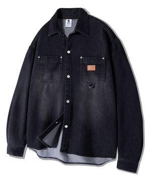 빈티지 워싱 더블포켓 데님 셔츠 GLS-716_더스트블랙