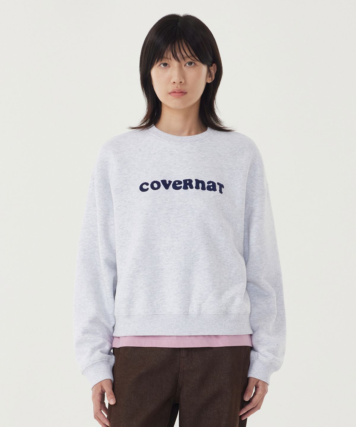 커버낫 우먼(COVERNAT WOMAN) 우먼 쿠퍼로고 맨투맨 Heather Gray