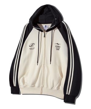 심볼로고 래글런 배색 트랙 후드집업 GHZ-275_크림(블랙)