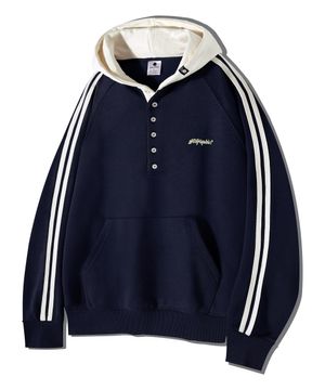 래글런 트랙 후드배색 헨리넥 후드티 GHT-483_네이비