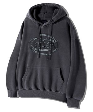 워시드 아플리케 피그먼트 후드티 GHT-484_스모크블랙