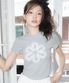 레이스 자수 크롭 반팔 티셔츠 [그레이]