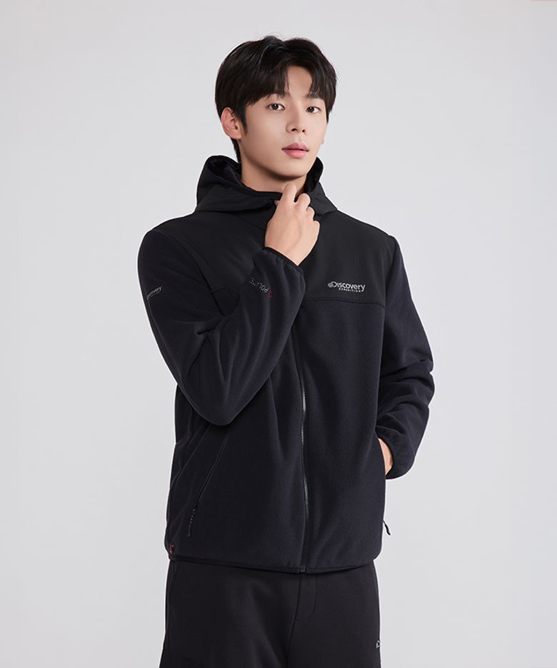 남성 폴라텍 그리드 플리스 자켓 (BLACK)