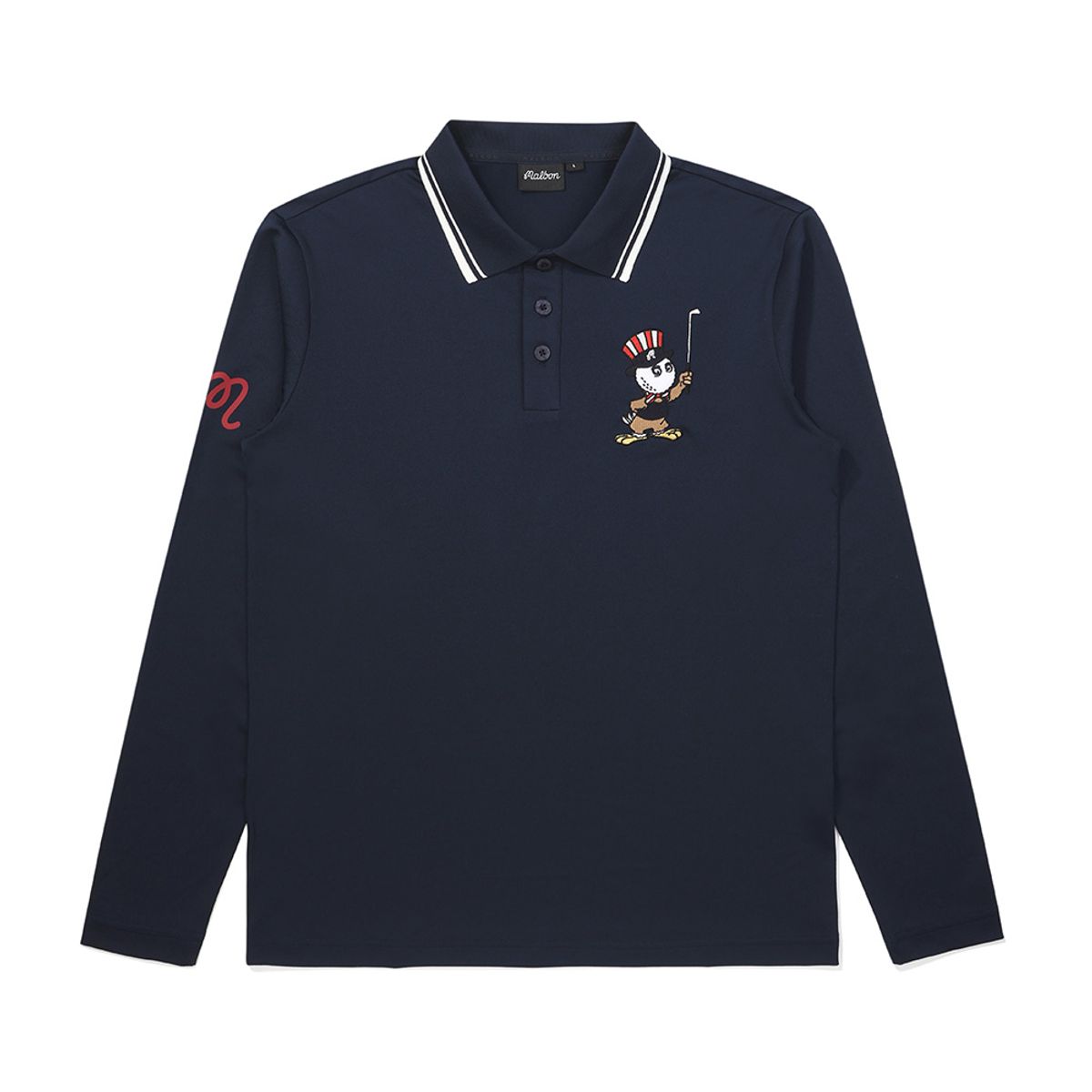 말본 골프(MALBON GOLF) 앞가슴 버킷 포인트 긴팔 폴로 티셔츠 NAVY (MAN)