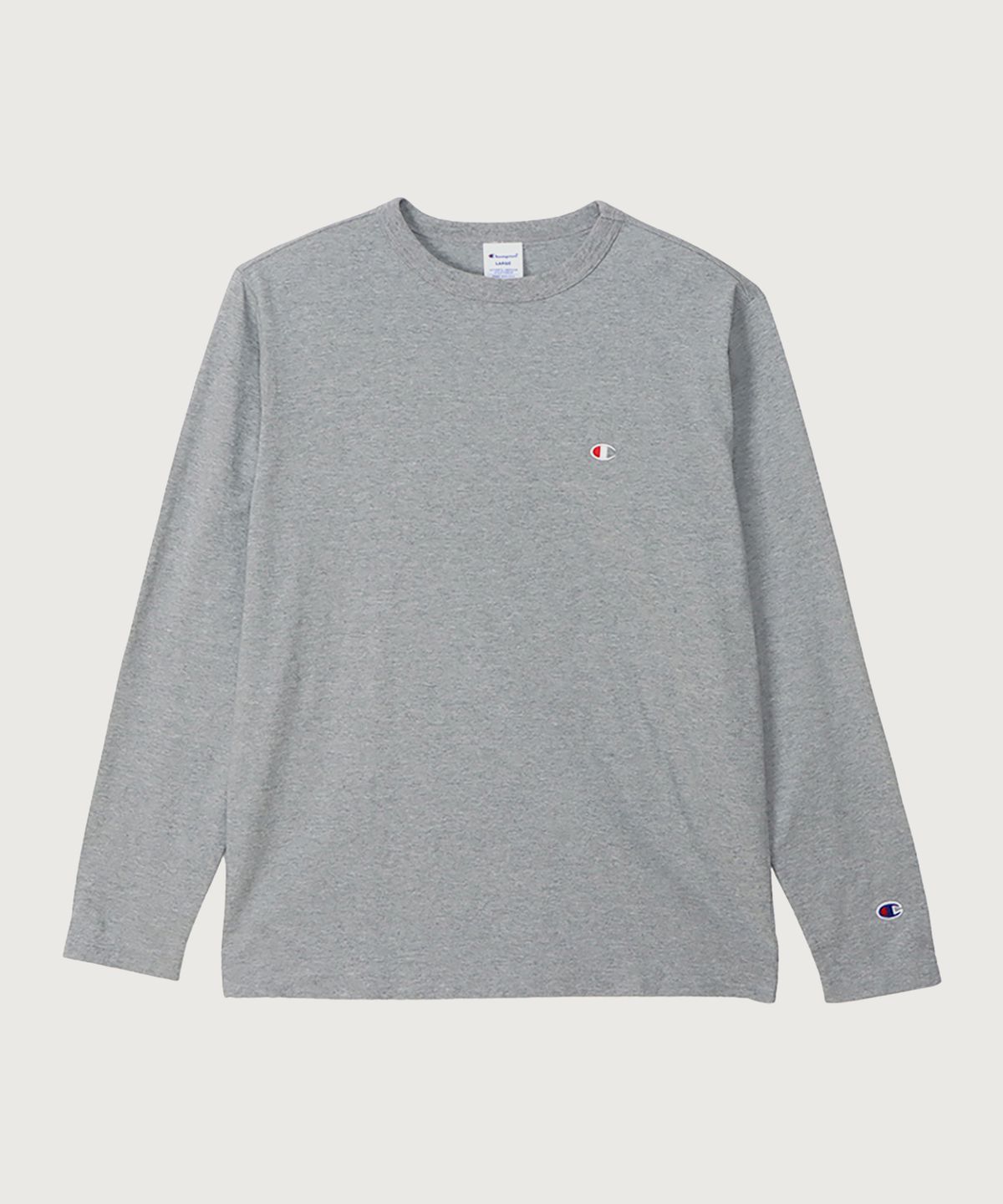 챔피온(CHAMPION) C로고 레귤러핏 저지 롱슬리브 티셔츠 Oxforxd Grey