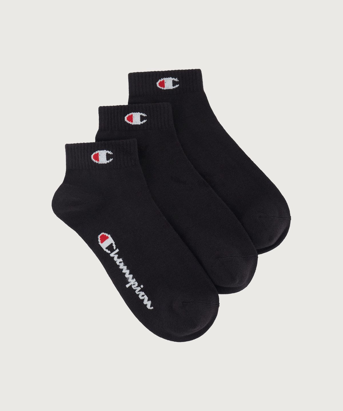챔피온(CHAMPION) C로고 쿼터랭스 삭스 3PACK Black
